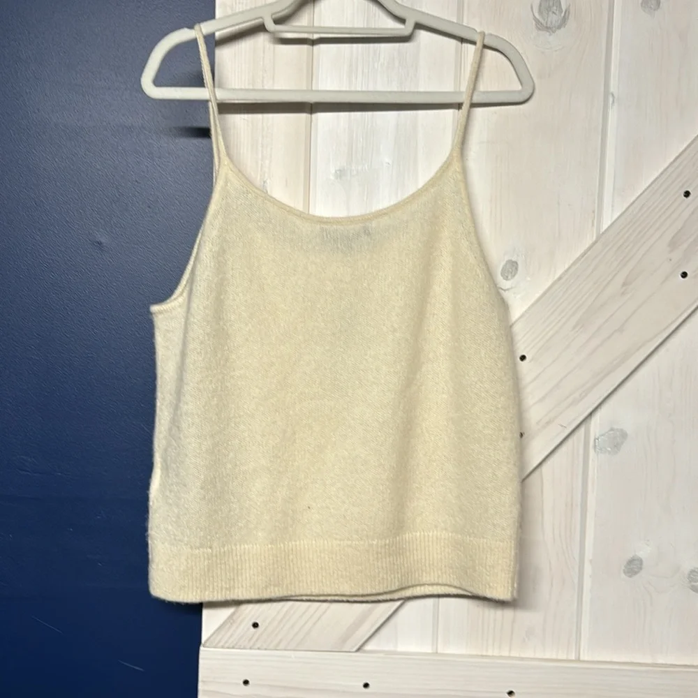 Banana Republic 100% Cashmere Cream Knit Tank XL New - Picture 5 of 6